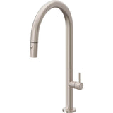 California Faucets - Pull-Down Kitchen Faucet with Button Sprayer  - High Arc Spout - Gloss White