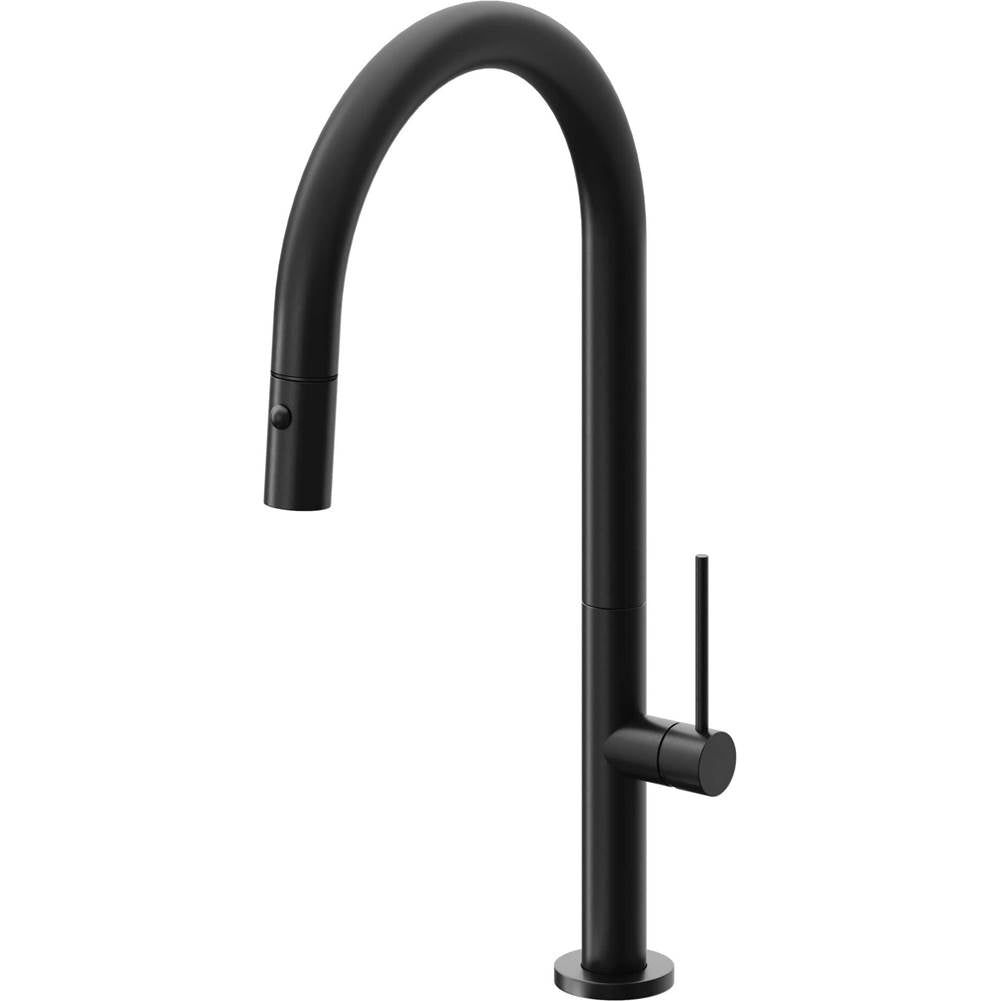 California Faucets - Pull-Down Kitchen Faucet with Button Sprayer  - High Arc Spout - Matte White