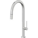 California Faucets - Pull-Down Kitchen Faucet with Button Sprayer  - High Arc Spout - Polished Chrome