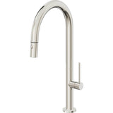 California Faucets - Pull-Down Kitchen Faucet with Button Sprayer  - High Arc Spout - Polished Nickel Pvd