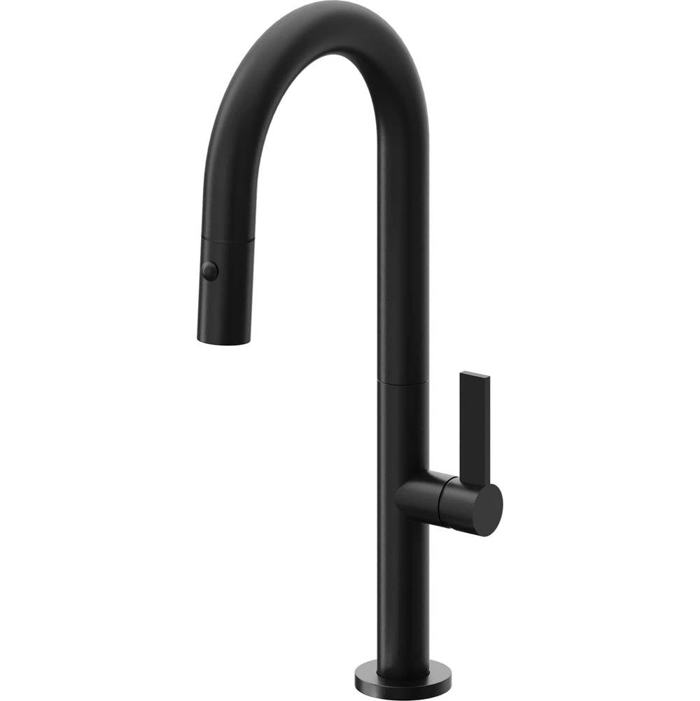 California Faucets - Pull-Down Prep/Bar Faucet with Button Sprayer - Matte Black