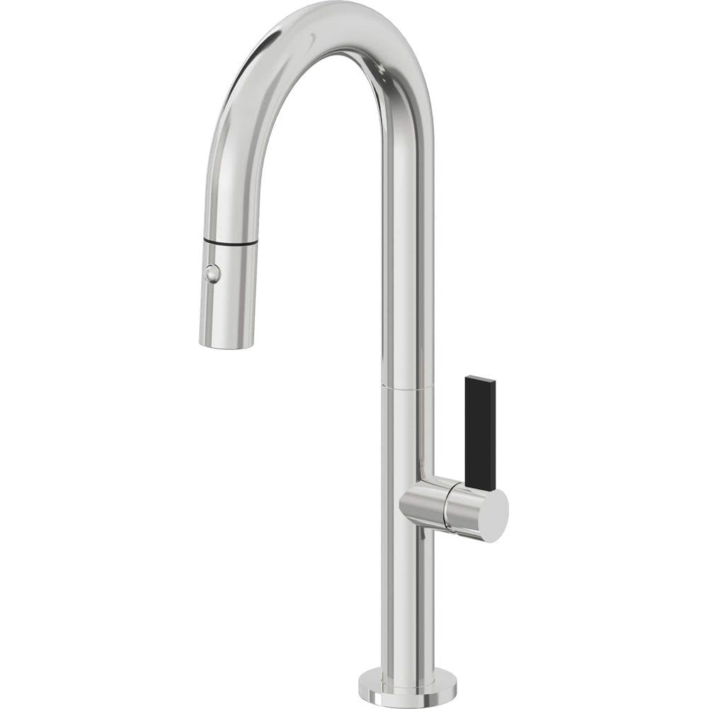 California Faucets - Pull-Down Prep/Bar Faucet with Button Sprayer - Polished Chrome