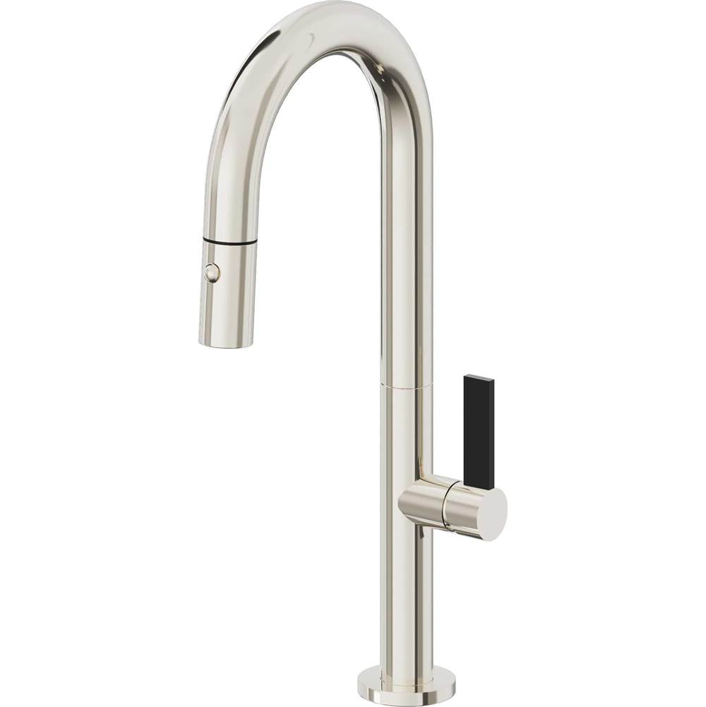 California Faucets - Pull-Down Prep/Bar Faucet with Button Sprayer - Polished Nickel Pvd