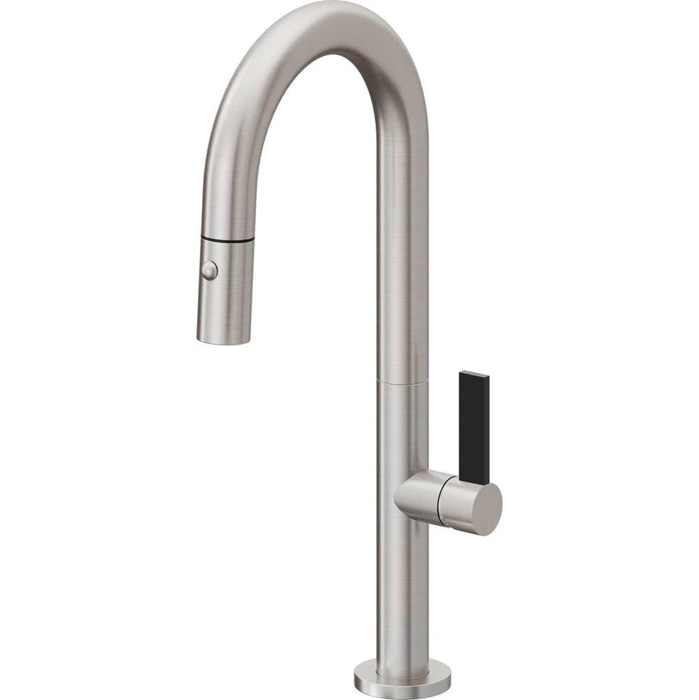 California Faucets - Pull-Down Prep/Bar Faucet with Button Sprayer - Ultra Stainless Steel Pvd
