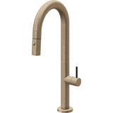 California Faucets - Pull-Down Prep/Bar Faucet with Button Sprayer - Antique Brass Flat