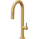 California Faucets - Pull-Down Prep/Bar Faucet with Button Sprayer - Lifetime Satin Gold Pvd