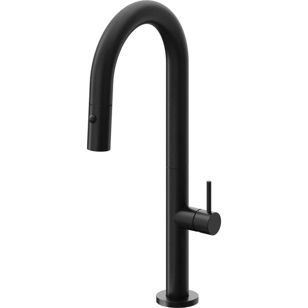 California Faucets - Pull-Down Prep/Bar Faucet with Button Sprayer - Matte Black
