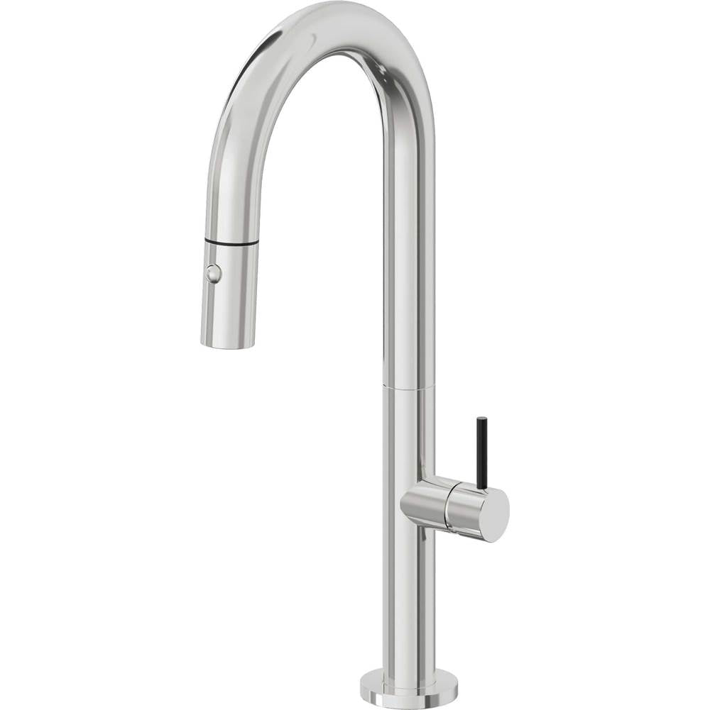 California Faucets - Pull-Down Prep/Bar Faucet with Button Sprayer - Polished Chrome