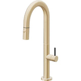 California Faucets - Pull-Down Prep/Bar Faucet with Button Sprayer - Satin Brass Pvd