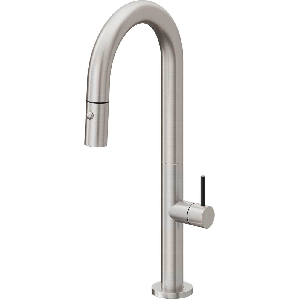 California Faucets - Pull-Down Prep/Bar Faucet with Button Sprayer - Ultra Stainless Steel Pvd