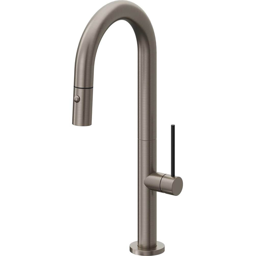 California Faucets - Pull-Down Prep/Bar Faucet with Button Sprayer - Graphite Pvd