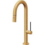 California Faucets - Pull-Down Prep/Bar Faucet with Button Sprayer - Lifetime Satin Gold Pvd