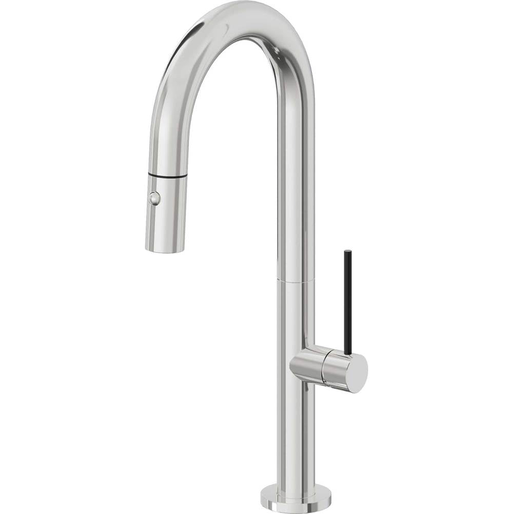 California Faucets - Pull-Down Prep/Bar Faucet with Button Sprayer - Polished Chrome