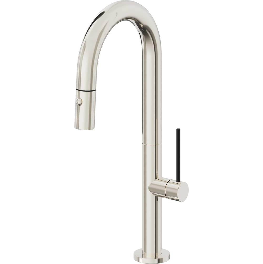 California Faucets - Pull-Down Prep/Bar Faucet with Button Sprayer - Polished Nickel Pvd