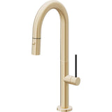 California Faucets - Pull-Down Prep/Bar Faucet with Button Sprayer - Satin Brass Pvd