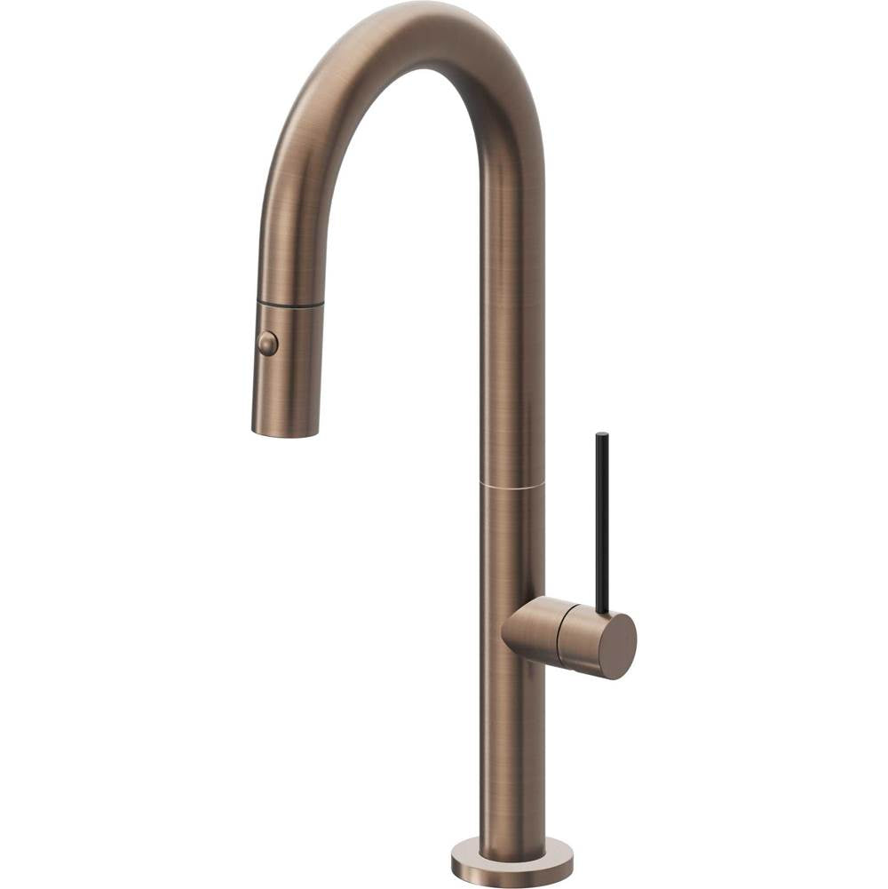 California Faucets - Pull-Down Prep/Bar Faucet with Button Sprayer - Satin Bronze Pvd