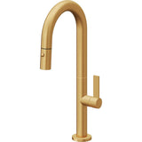 California Faucets - Pull-Down Prep/Bar Faucet with Button Sprayer - Lifetime Satin Gold Pvd