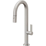 California Faucets - Pull-Down Prep/Bar Faucet with Button Sprayer - Ultra Stainless Steel Pvd