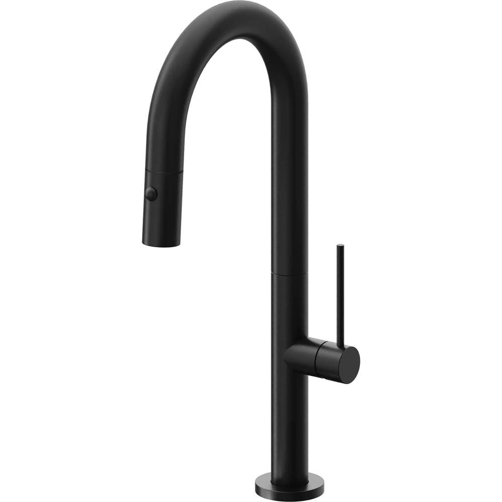 California Faucets - Pull-Down Prep/Bar Faucet with Button Sprayer - Matte Black