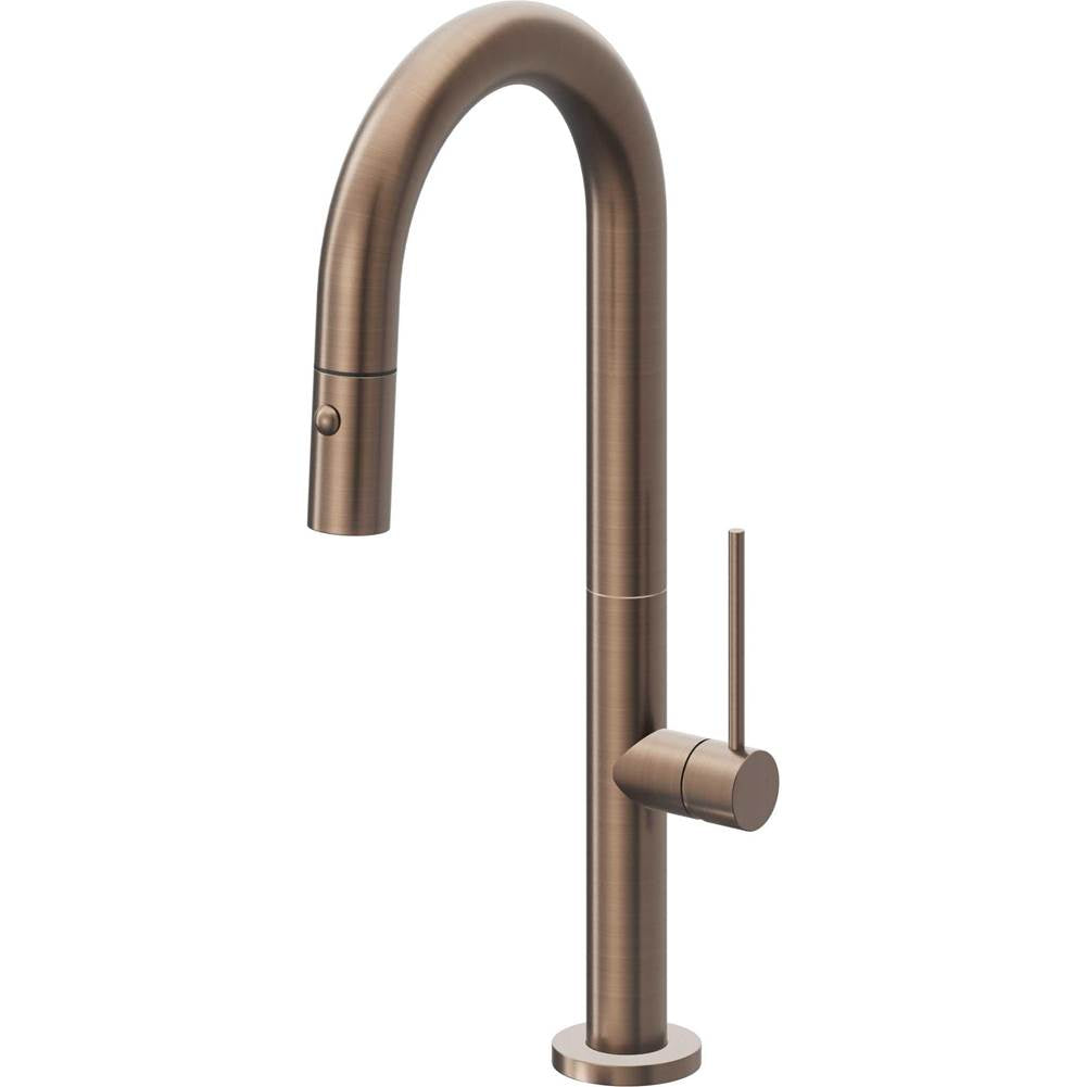 California Faucets - Pull-Down Prep/Bar Faucet with Button Sprayer - Satin Bronze Pvd