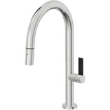 California Faucets - Pull-Down Kitchen Faucet with Button Sprayer  - Low Arc Spout - Polished Chrome