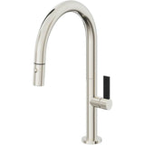 California Faucets - Pull-Down Kitchen Faucet with Button Sprayer  - Low Arc Spout - Polished Nickel Pvd