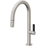 California Faucets - Pull-Down Kitchen Faucet with Button Sprayer  - Low Arc Spout - Ultra Stainless Steel Pvd