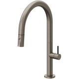 California Faucets - Pull-Down Kitchen Faucet with Button Sprayer  - Low Arc Spout - Graphite Pvd