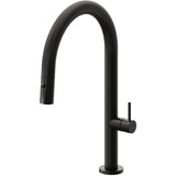 California Faucets - Pull-Down Kitchen Faucet with Button Sprayer  - Low Arc Spout - Matte Black