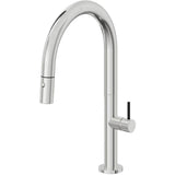 California Faucets - Pull-Down Kitchen Faucet with Button Sprayer  - Low Arc Spout - Polished Chrome