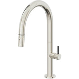 California Faucets - Pull-Down Kitchen Faucet with Button Sprayer  - Low Arc Spout - Polished Nickel Pvd