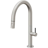 California Faucets - Pull-Down Kitchen Faucet with Button Sprayer  - Low Arc Spout - Ultra Stainless Steel Pvd