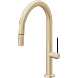 California Faucets - Pull-Down Kitchen Faucet with Button Sprayer  - Low Arc Spout - Satin Brass Pvd