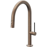 California Faucets - Pull-Down Kitchen Faucet with Button Sprayer  - Low Arc Spout - Satin Bronze Pvd