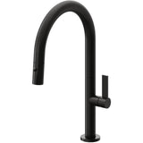 California Faucets - Pull-Down Kitchen Faucet with Button Sprayer  - Low Arc Spout - Matte Black