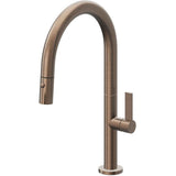 California Faucets - Pull-Down Kitchen Faucet with Button Sprayer  - Low Arc Spout - Satin Bronze Pvd
