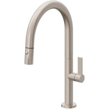 California Faucets - Pull-Down Kitchen Faucet with Button Sprayer  - Low Arc Spout - Gloss White
