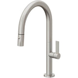 California Faucets - Pull-Down Kitchen Faucet with Button Sprayer  - Low Arc Spout - Ultra Stainless Steel Pvd