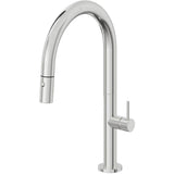 California Faucets - Pull-Down Kitchen Faucet with Button Sprayer  - Low Arc Spout - Polished Chrome