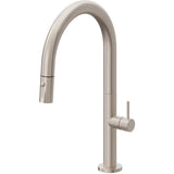 California Faucets - Pull-Down Kitchen Faucet with Button Sprayer  - Low Arc Spout - Gloss White