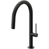 California Faucets - Pull-Down Kitchen Faucet with Button Sprayer  - Low Arc Spout - Matte Black