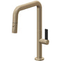 California Faucets - Pull-Down Kitchen Faucet with Button Sprayer  - Quad Spout - Antique Brass Flat
