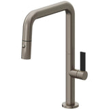 California Faucets - Pull-Down Kitchen Faucet with Button Sprayer  - Quad Spout - Graphite Pvd