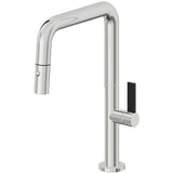 California Faucets - Pull-Down Kitchen Faucet with Button Sprayer  - Quad Spout - Polished Chrome