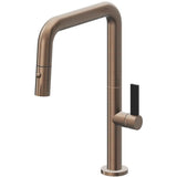 California Faucets - Pull-Down Kitchen Faucet with Button Sprayer  - Quad Spout - Satin Bronze Pvd