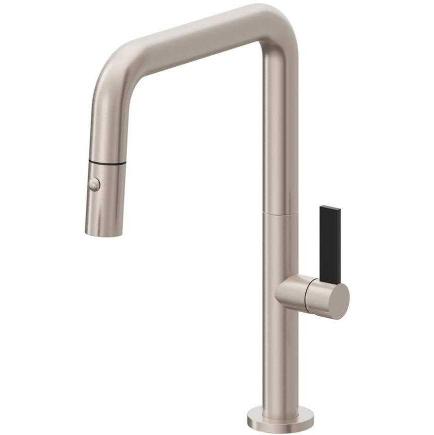 California Faucets - Pull-Down Kitchen Faucet with Button Sprayer  - Quad Spout - Gloss White