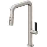 California Faucets - Pull-Down Kitchen Faucet with Button Sprayer  - Quad Spout - Ultra Stainless Steel Pvd