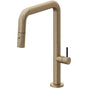 California Faucets - Pull-Down Kitchen Faucet with Button Sprayer  - Quad Spout - Antique Brass Flat