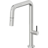 California Faucets - Pull-Down Kitchen Faucet with Button Sprayer  - Quad Spout - Polished Chrome