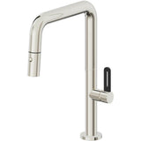 California Faucets - Pull-Down Kitchen Faucet with Button Sprayer  - Quad Spout - Polished Nickel Pvd
